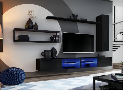 Wunnzëmmerwand Schwaarz Wunnzëmmermiwwelen Wandkaf Schaf Wand Regaler Luxus Set Nei